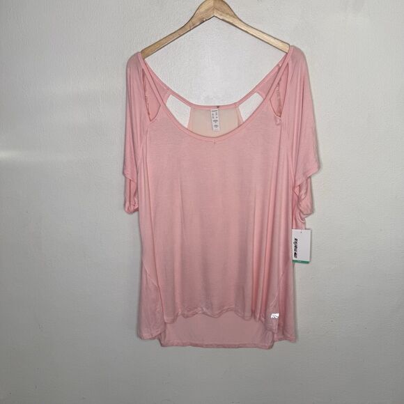 New Marika Pink Athleisure T-Shirt Short Sleeve Cut Out Tee Shirt‎ Women’s 3X - Picture 1 of 9